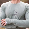 Detail na prsia pánskeho merina trička mentolovej farby od kallys.