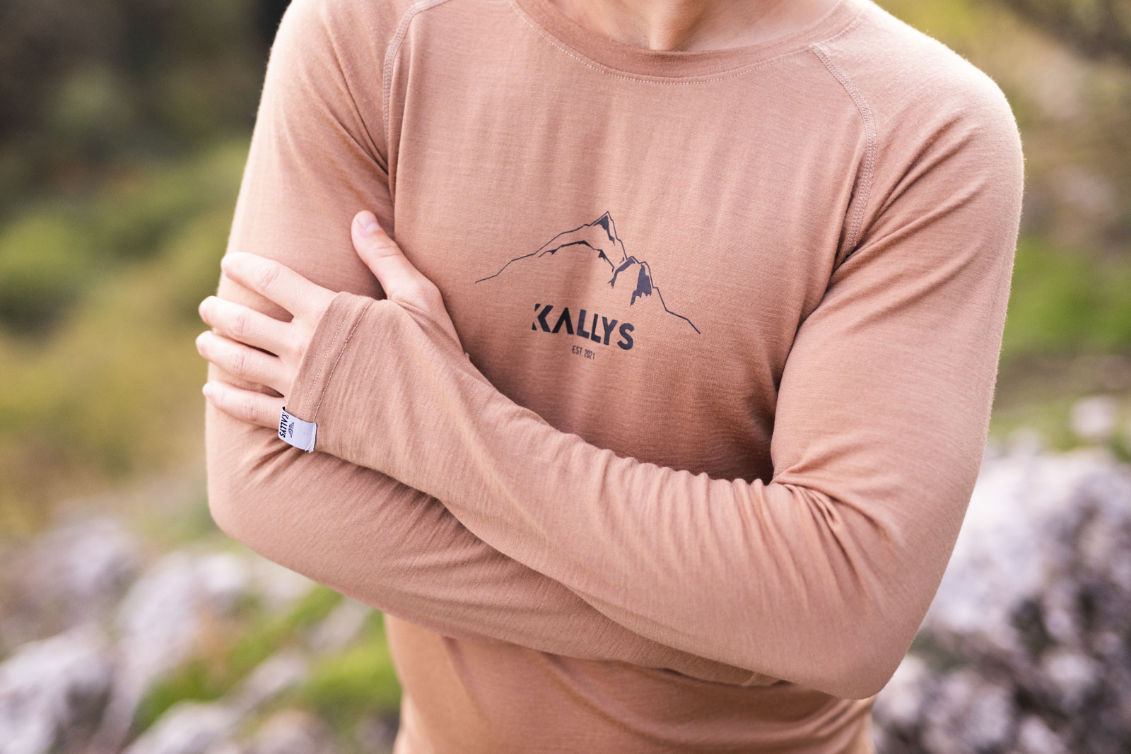 kallys summit pánske merino tričko s dlhým rukávom hnedé