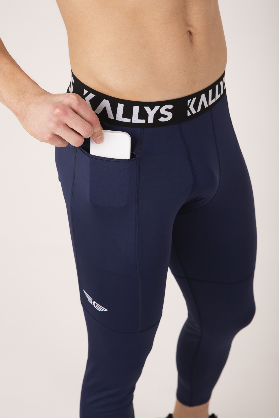 Kallys, Pánske športové legíny s vreckom na zips, modré EFFORT